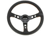 MVP Black 350mm Leather Steering Wheel Dished w/ Red