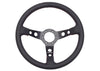 MVP Black 350mm Leather Steering Wheel Dished w/ Red