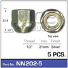 Nice Products Wheel Nut 21mm Silver (5 Pack) NN202 5