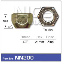Nice Wheel Nut 1/2" Zinc NN200