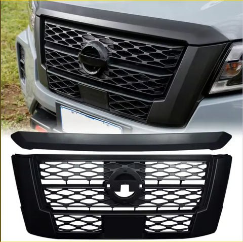Black honeycomb nismo grille with nissan emblem for 2021+ navara aftermarket front replacement part