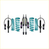 Teal coilover suspension kit with black shocks and purple accents for nissan navara d23 np300 by dobinsons monotube remote