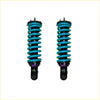 A pair of dobinsons ims monotube shock absorbers for nissan navara frontier d40 with teal coils and black bodies