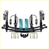 Black and teal coilover suspension kit with purple accents for Nissan Navara Frontier D40 Dobinsons IMS monotube