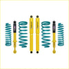 Yellow and teal coilover suspension kit with black shock absorber tops for nissan pathfinder r51 diesel 2.5l tdi