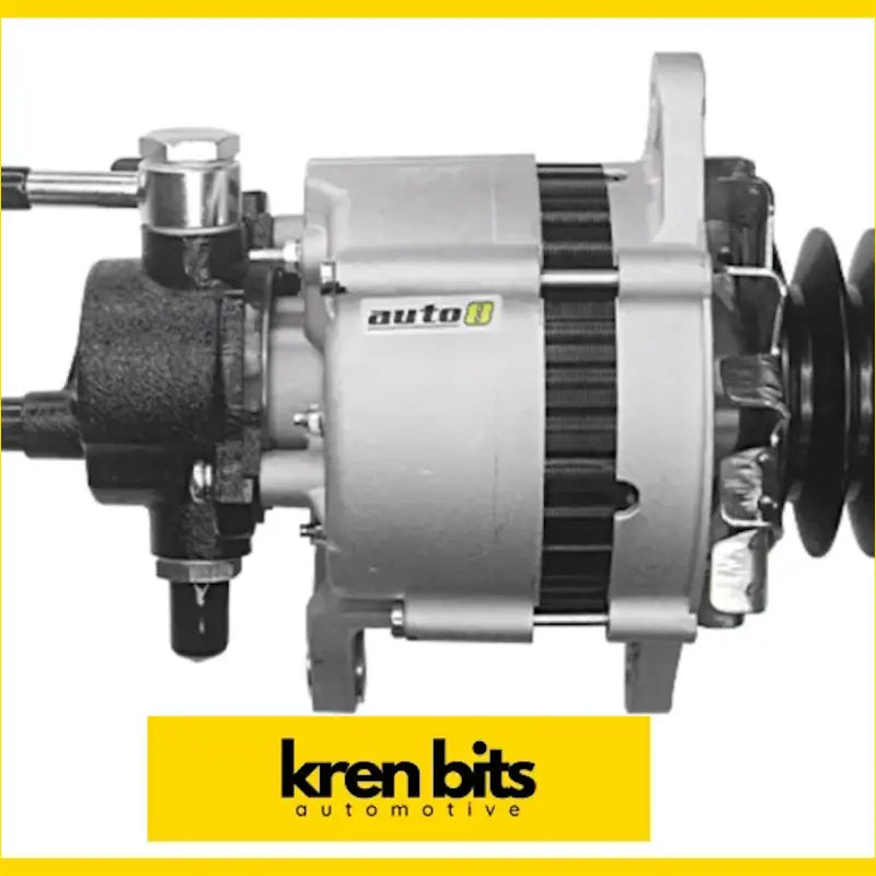 Silver and black nissan safari alternator 90a td42 with textured black housing and auto ii label on its side
