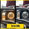Black circular led halo headlight kit for nissan safari gq with bright white ring and amber turn signal for off-road use