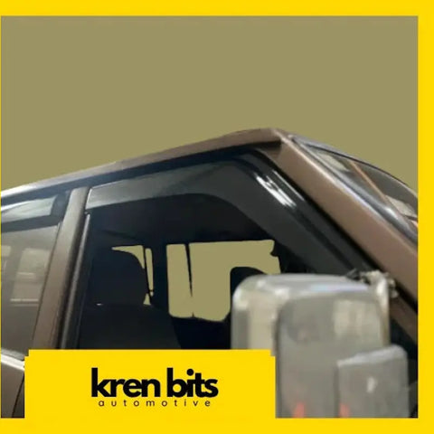 Brown plastic window visor for nissan safari gq protector bundle shown from the back side