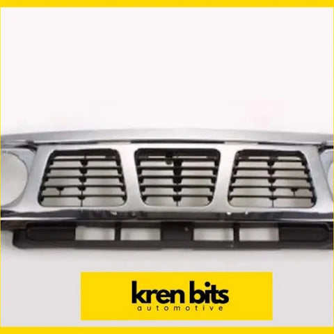 Chrome front grille for nissan safari gq y60 with three horizontal chrome slats and black lower trim for cars