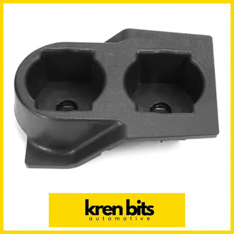 Black plastic nissan safari gq y60 cup holder mount with two distinct recesses for cups