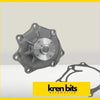 Gray metallic nissan safari gq y60 water pump with central hub and mounting holes shown with its gasket