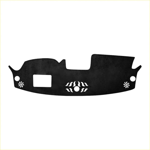 Black microfiber leather non-slip dashboard cover with white floral and spiral cutouts for mazda cx9