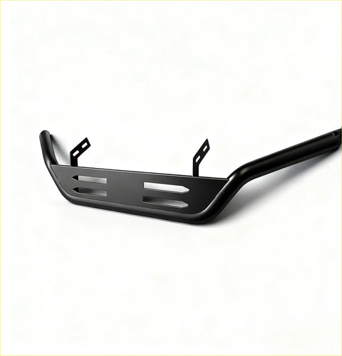 Black matte metal nudge bar with horizontal slots and mounting brackets for mazda bt-50 2021+ front sensors