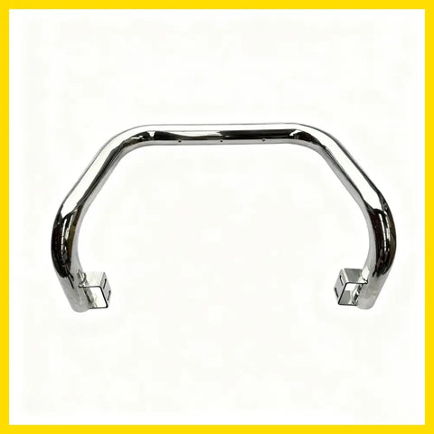 Chrome finished nudge bar with squared end caps for front handlebar guard compatible with toyota hilux 2015-2025