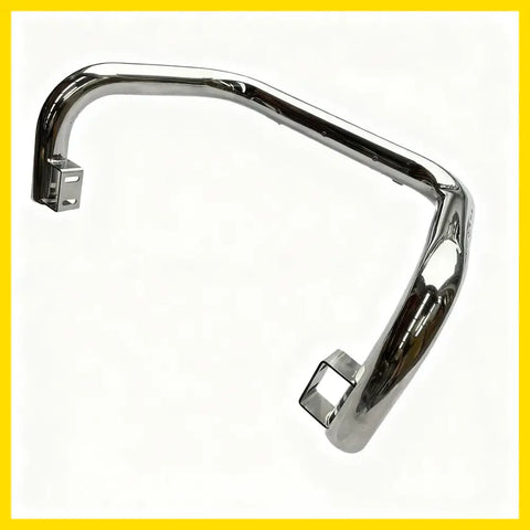 Chrome finished nudge bar with sleek curved design and mounting brackets for toyota hilux 2015-2025 front sensors