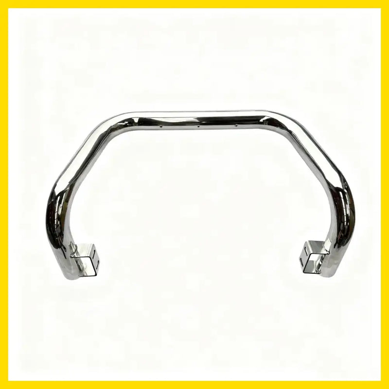 Chrome finished nudge bar for toyota hilux 2015-2025 with squared end caps and front handlebar guard design