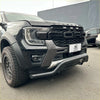 Black ford ranger wildtrak with matte finish and aggressive grille featuring a nudge bar for ranger 2022+ and everest 2022+