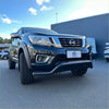 Black nissan navara np300 pickup with a rugged black nudge bar and chrome accents 2015-2020 model