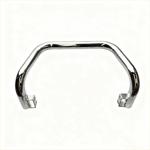 Chrome finished u-shaped motorcycle handlebar guard with squared end caps for nudge bar isuzu d-max ls lx 2021-2023