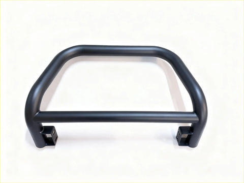 Black matte metal nudge bar with curved bars and mounting brackets for isuzu d-max ls lx 2021-2023