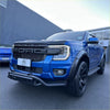 Vibrant blue ford ranger raptor with black nudge bar lower style and rugged off-road tires for ford ranger 2022+