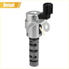 Silver and black oil control VVT solenoid for Toyota FJ Cruiser with cylindrical metal housing and electrical connector on top