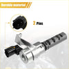 Silver metallic oil control vvt solenoid with black plastic connector and two pins for toyota fj cruiser back side