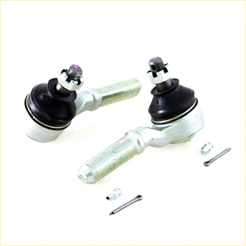 Silver metal outer tie rod end set with black rubber boots and hex nuts for nissan d21 d22 navara ute 1986-2004