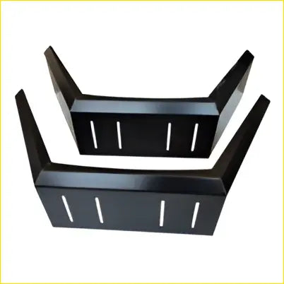 Pair black plastic shelf brackets with vertical slits shown from the back for 4WD offroad trailer trays canopies
