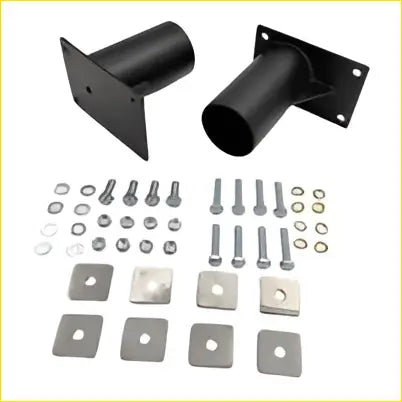Pair brackets for 3 inch 76mm black metal pipe fittings with hardware for 82mm inner diameter ladder rack