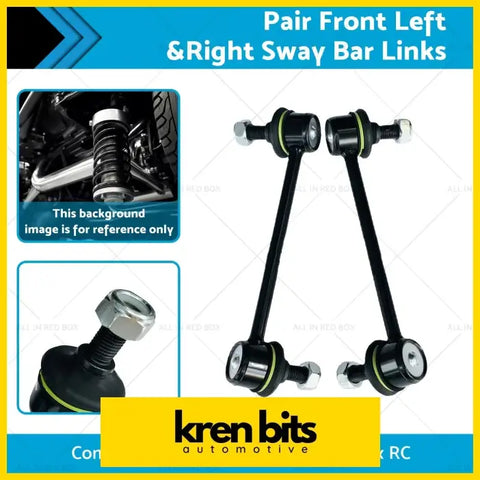 Pair front left and right black sway bar links with silver ends and green rings by kren bits for colorado d-max
