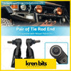 Pair of black metal tie rod ends suitable for nissan patrol gu y61 series 4wd 03-on showing front view