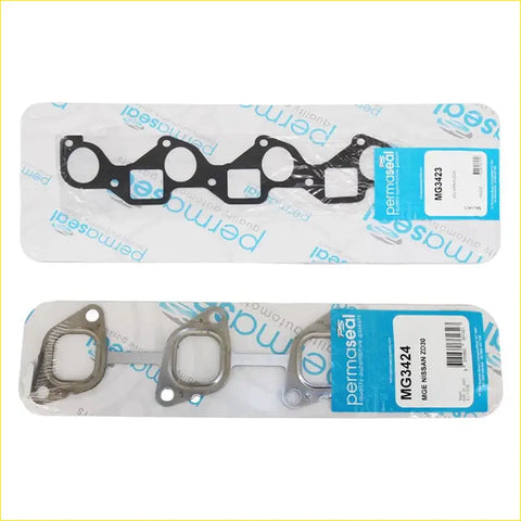 Black rubber intake and exhaust manifold gasket with metal flanges in permaseal sleeve for nissan patrol gu zd30 3.0l