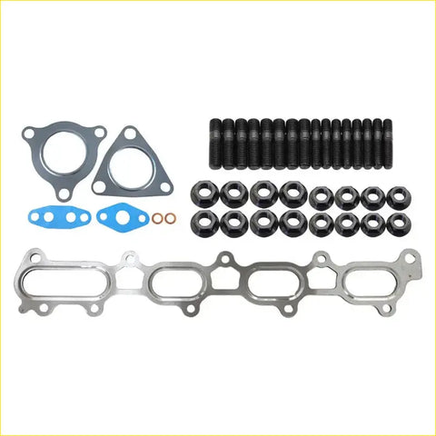 Black and silver permaseal turbo and exhaust manifold gasket set with bolts nuts and blue rubber seals for mitsubishi