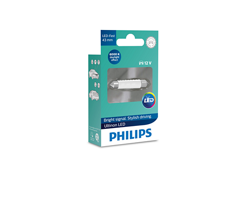Philips Ultinon LED Festoon 43mm LED 12V White 11864ULWX1