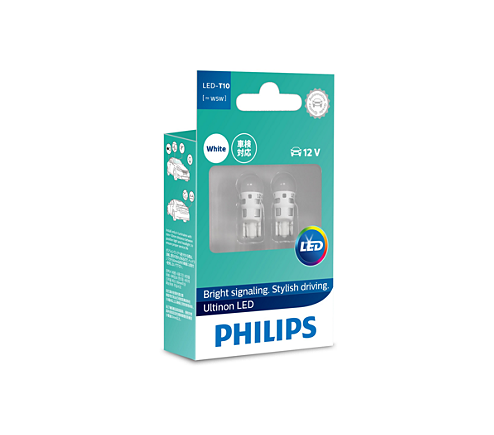 Philips Ultinon LED T10 Wedge Globe 12V White 11961ULWX2