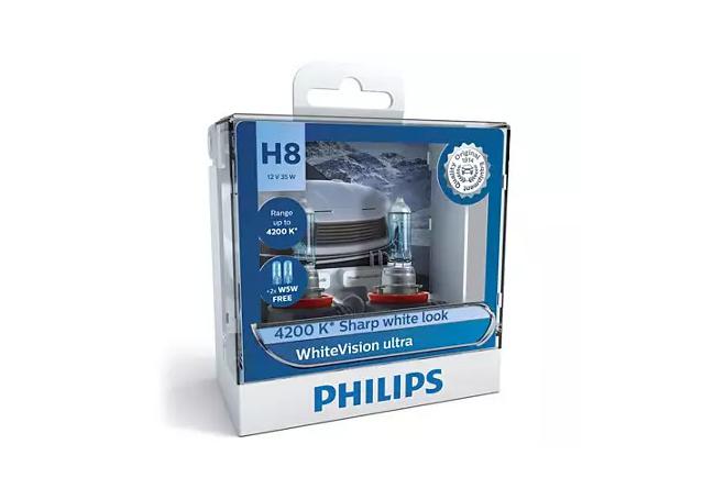 Philips 12360WVUSM - White Vision Ultra H8 Globes 4200K