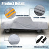 Gray waterproof pickup truck car cover for toyota tacoma crew cab with reflective yellow stripes and double-stitched seams