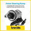 Silver metallic power steering pump with black rubber seals and plastic bracket for toyota land cruiser prado j90 hilux