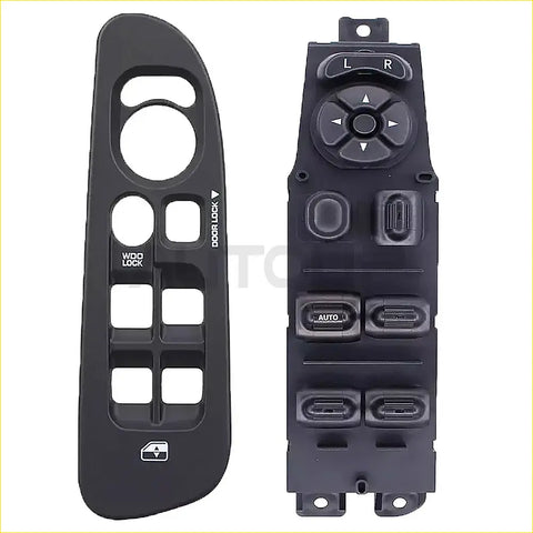 Black plastic power window master control switch and bezel with window and mirror buttons for dodge ram 2002–2009