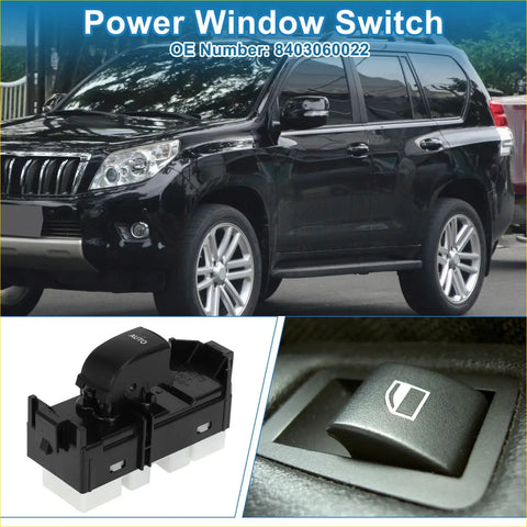 Black plastic power window switch with auto label and door handle icon for toyota prado 4000 2700 installed and standalone
