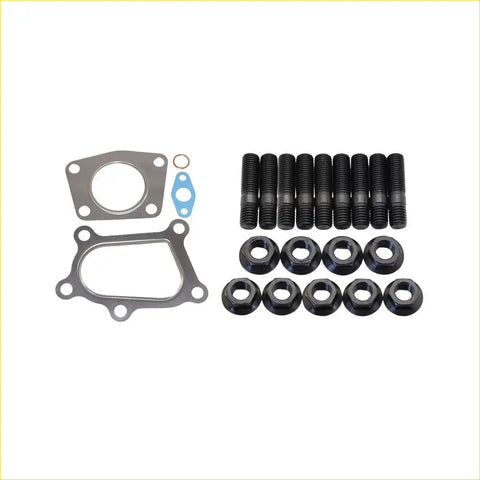 Black anodized engine head bolts and nuts with metallic gaskets and blue o-ring in premium turbo installation kit for mazda 6 2.3l petrol