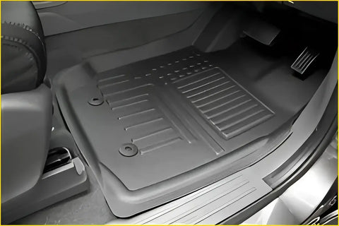 Black rubber ribbed floor mat with reinforced edges for premium volkswagen amarok deep dish all weather liners