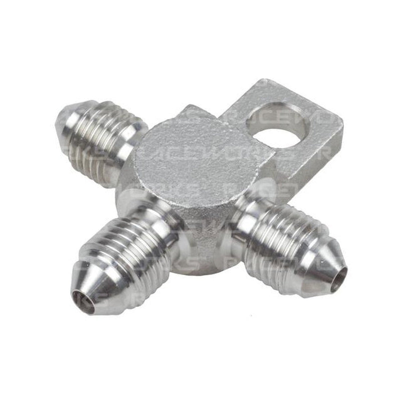 Raceworks An-3 Male Flare Tee With Bracket Stainless Steel