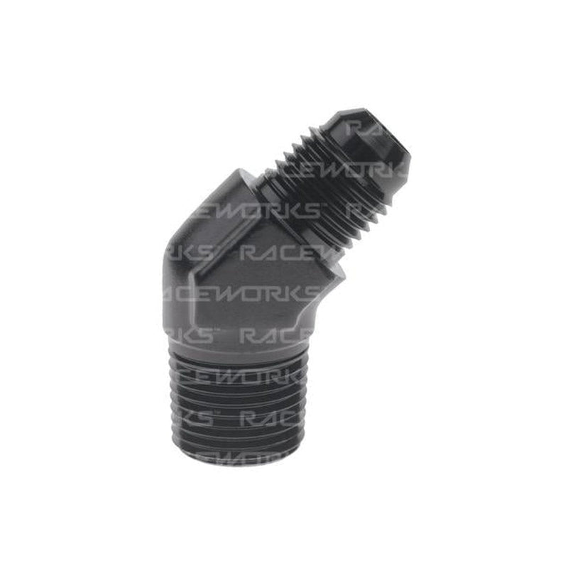 Raceworks An-6 Male Flare To Npt 1/4" 45 Deg