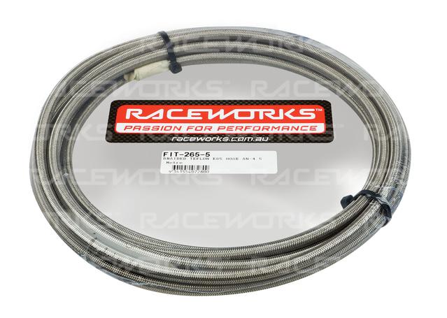 Raceworks Braided Teflon E85 Hose An-4 5 Metres