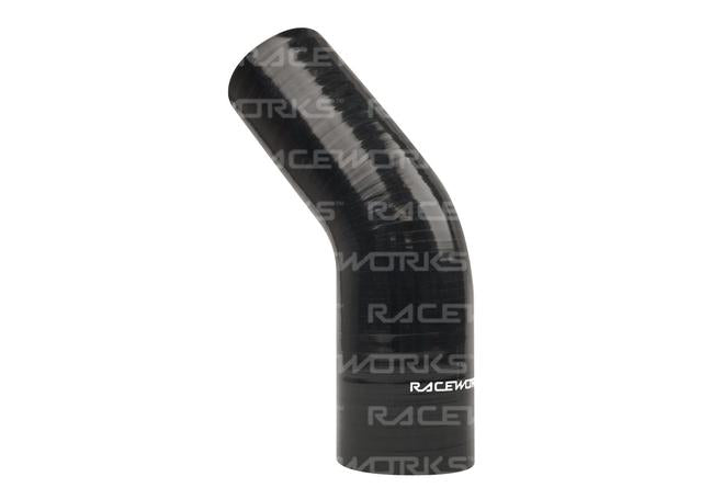 Raceworks Silicone 45 Reducer Elbow 3-3.5" (76-89mm) Black