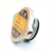 Iridescent metallic radiator cap with yellow black caution label for toyota trekker hilux surf sr5 1981-1989