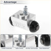Silver aluminum rear brake wheel cylinder for toyota hilux 2010-2015 with black rubber caps and threaded fittings