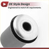 Silver and black rear control arm suspension bushing with oe style design for toyota dyna 2001-2021 shown from back side